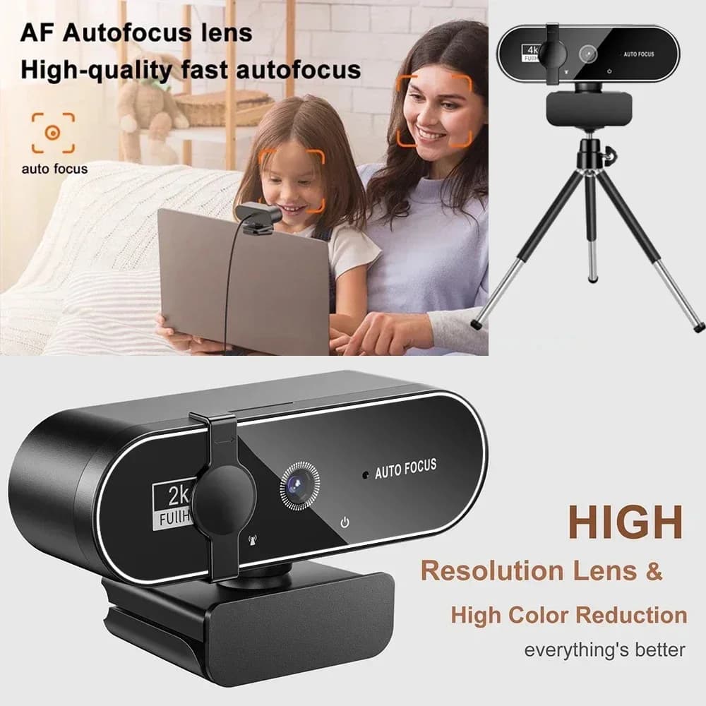 Webcam with automatic focus 4K 2K 1080P Full HD Webcam for laptop Windows IOS PS5 with microphone Video calls Gamer Live Show