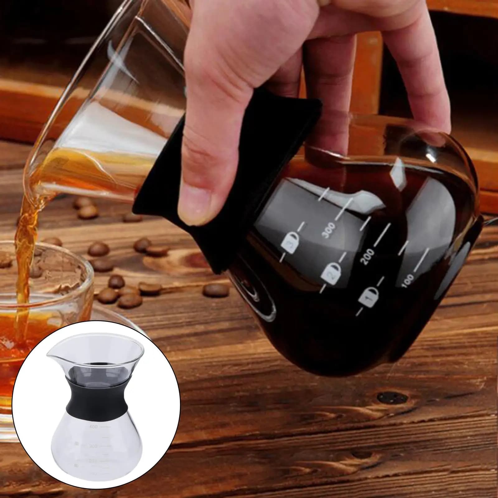 Heat-resistant 400ml Glass Coffee Pot with Stainless Steel Filter Drip Coffee Kettle Dripper Pour Over Coffee Maker Carafe