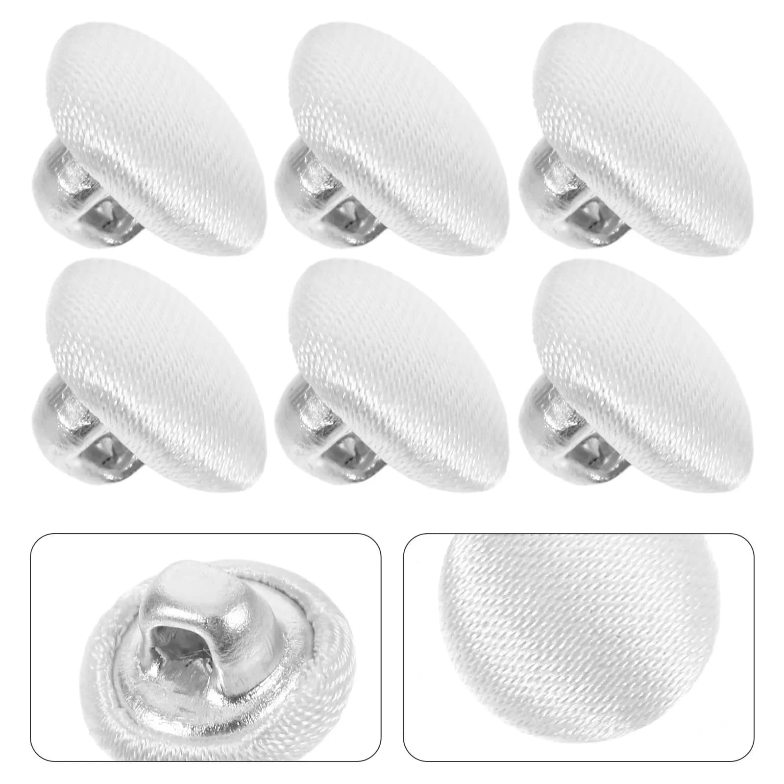 60Pcs Fabric Covered Round Buttons Handmade Satin Cloth Buttons for Wedding Dress Cheongsam Pajamas Sewing Crafts
