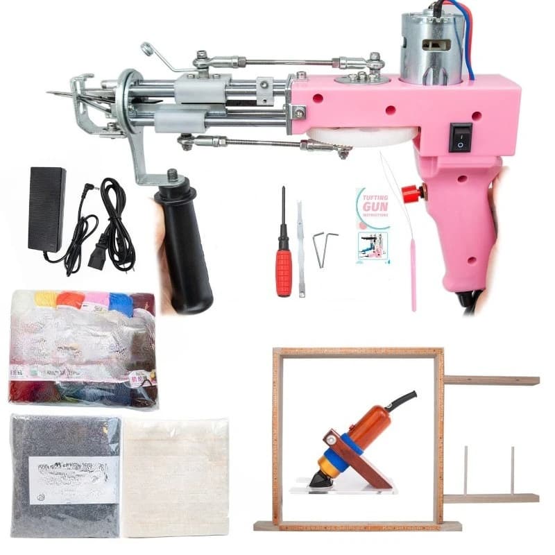 Carpet knitting gun pink two-in-one carpet needle gun set series