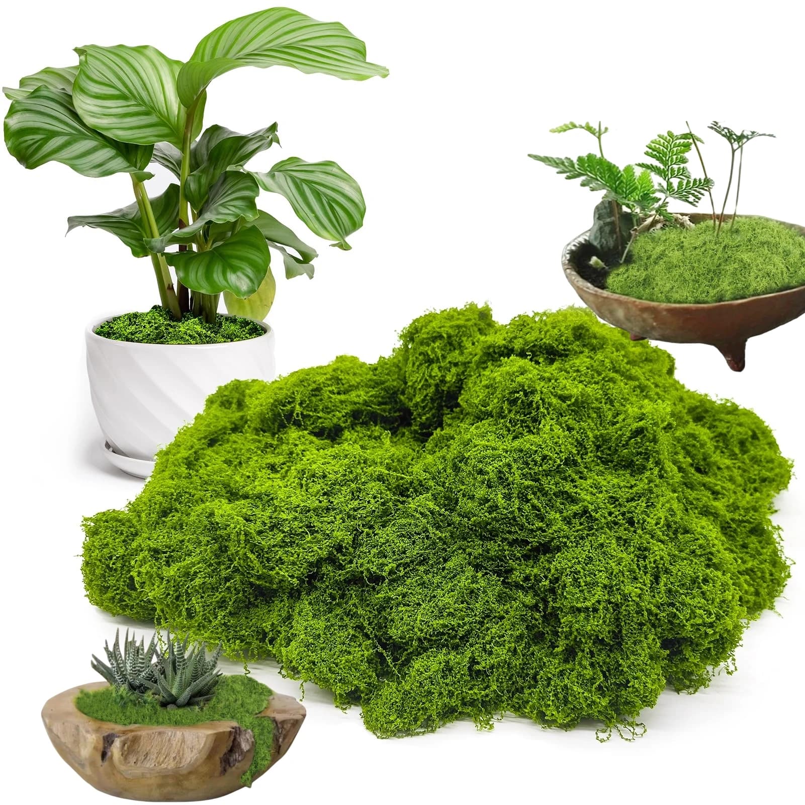 3.5oz Fake Moss Artificial Green Moss Crafts Table Centerpieces Indoor Outdoor Wall Potted Plants Garden Living Room Home Decor