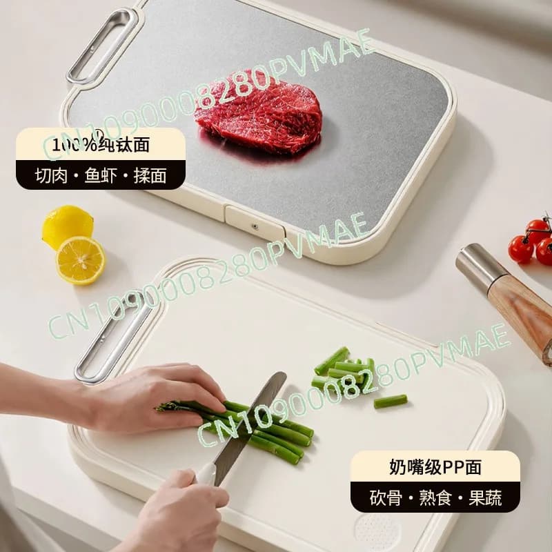 Tagliere per uso alimentare in titanio puro - Tagliere da cucina antibatterico antimuffa bifacciale