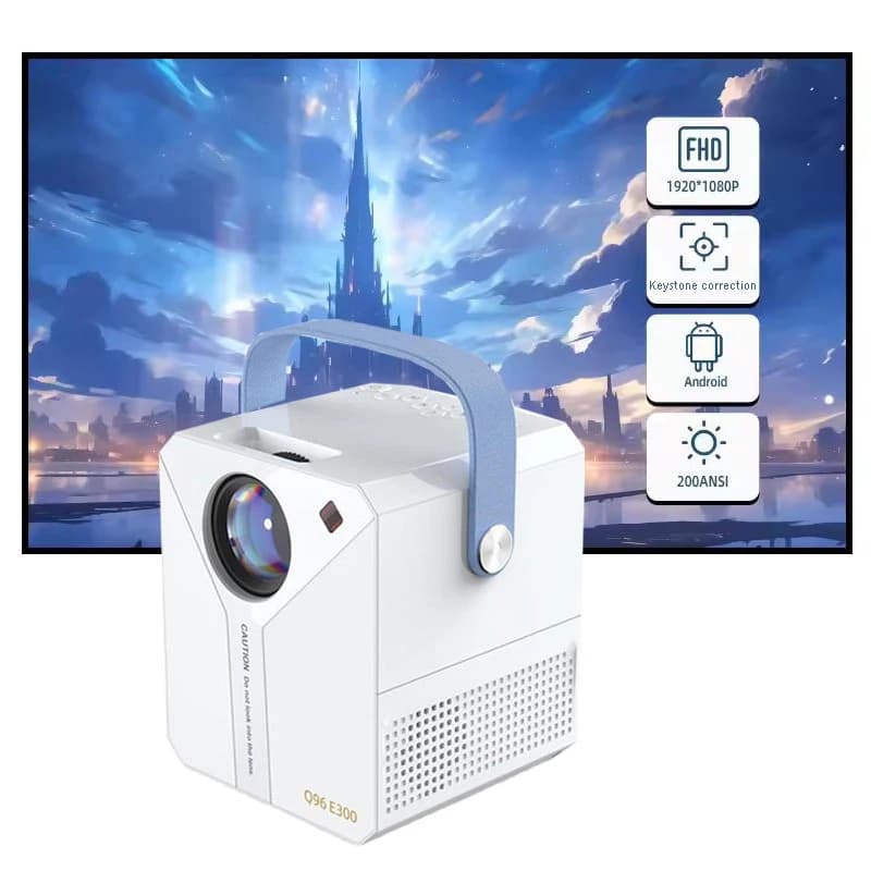 Q96 E300 Android Smart Mini Proiettore 200 ANSI Lumen Proiettore portatile HD 4K con WIFI 4G 5G BT 1080P RK3128 Home Movie Theater