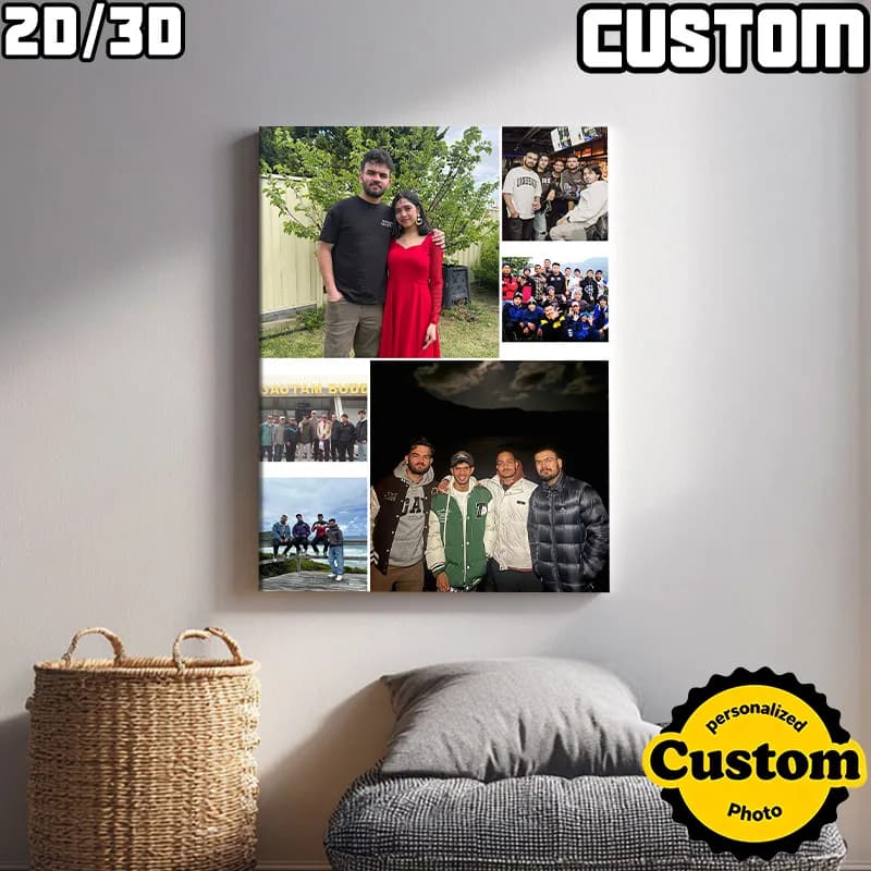 1Pc Multi-Image Art Print, Share Your Favorite Memories and Most Precious Moments, Birthday, Photo Canvas Print, Home Decor Collage, Uv Printing, Keepsake, Warm and Heartwarming, Digital Photo Printing on Canvas, Poster Frame for Holiday Memories