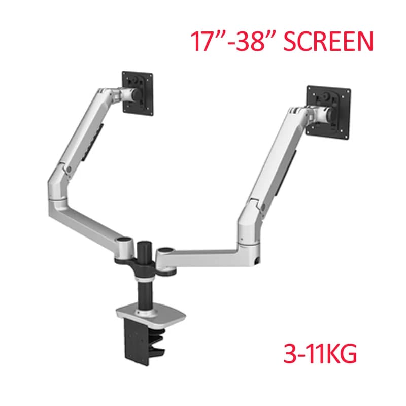 DL-8012A molla meccanica 3-11 kg morsetto a doppio braccio passacavo base 100x100 supporto da tavolo lcd per computer 17 "-38" supporto da tavolo per monitor
