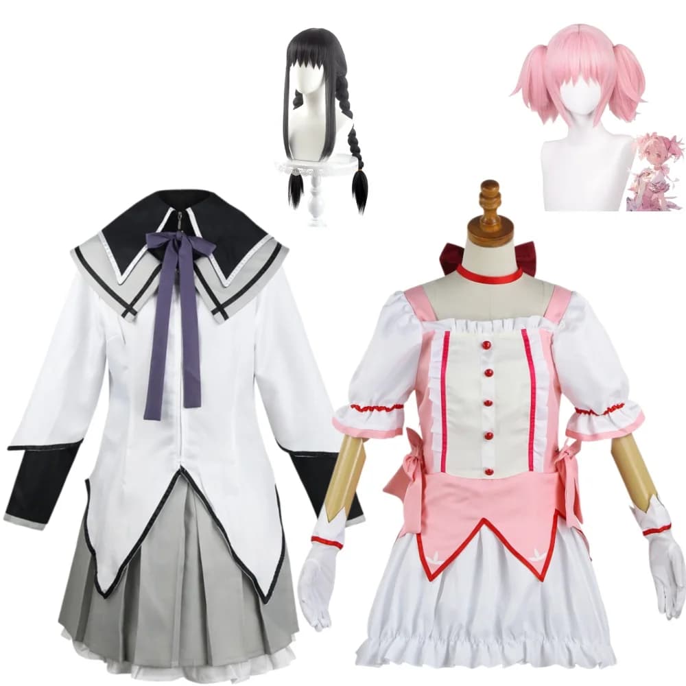 Anime style girls' clothing, Lolita dress with cute ruffles, paired with gloves and headwear, suitable for role-playing activiti