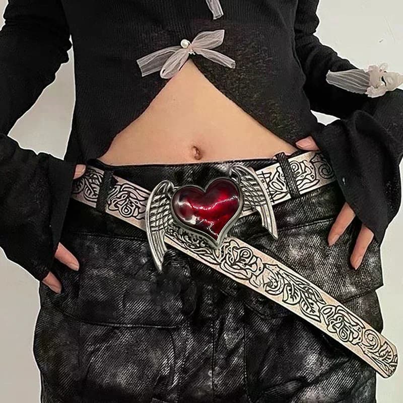 Donna Uomo Cinture a doppio anello Occhiello a doppio foro Occhiello Fibbia in pelle Cintura punk Abito per il tempo libero Jeans Cintura gotica
