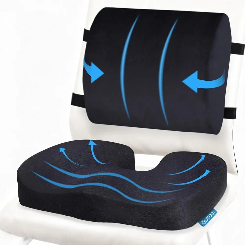 Cuscino Ortopedico per Seduta e Supporto Lombare per Sedia da Ufficio e Auto, in Memory Foam con Fodera Lavabile, Cuscino Ergonomico per Sedia da Scrivania