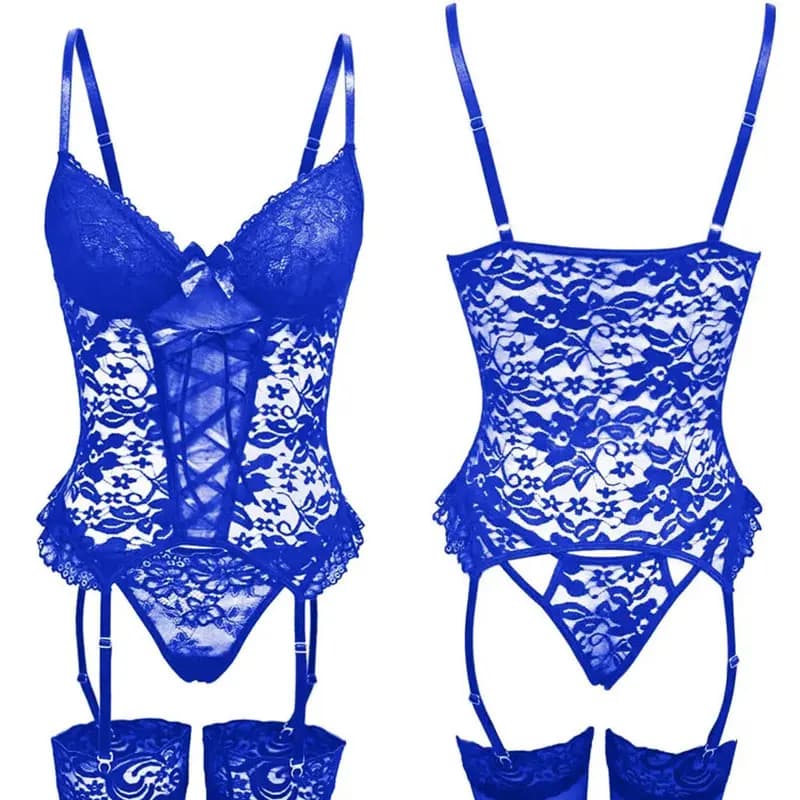 Set di mutandine con reggiseno in pizzo trasparente floreale Set di lingerie trasparente da donna Intimo sensuale fantasia da donna erotico