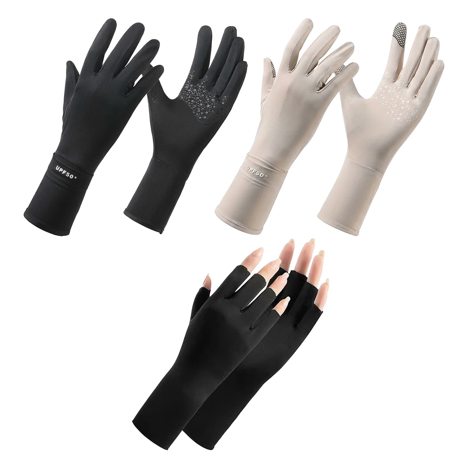 Outdoor Driving Gloves UPF 50+ UV Protection Ice Silk Cooling Touch Screen Anti Slip Breathable Summer Cycling Gloves