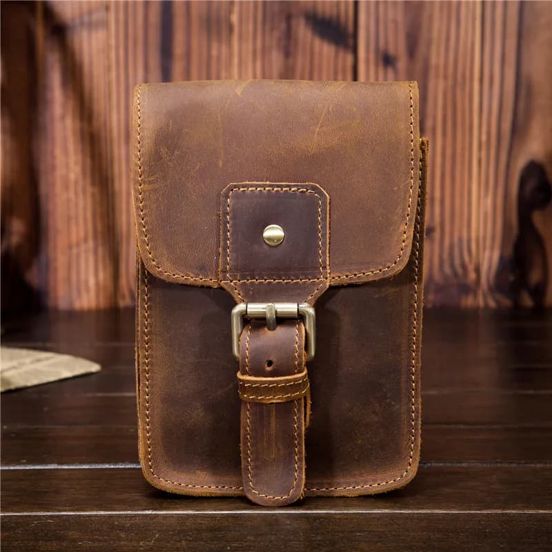 Marsupio da uomo Marsupio in vera pelle Marsupio da uomo Marsupio in pelle di mucca Mini borsa per telefono Portafoglio grande vintage Cerchio per cintura