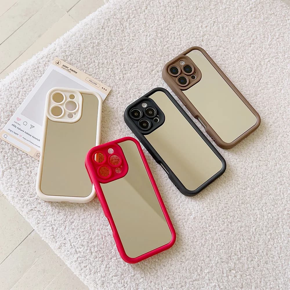 Luxury Make Up Mirror Phone Case for Xiaomi Redmi Note 13 12s 12 11 10 9s 9 8 7 Pro Plus 4G 5G Soft TPU Mirror Back Cover