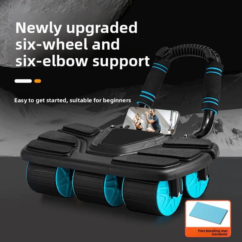 Six Wheel Abdominal Wheel Flat Support Exercise Fitness Equipment, Automatic Rebound Abdominal Muscle Training Tool Ab Rollers