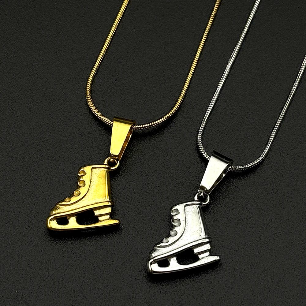 Collana alla Moda con Pattini da Ghiaccio 3D, Gioiello Unisex per Amanti del Pattinaggio Artistico, Catena in Acciaio Inox Stile Hip-Hop, Regalo