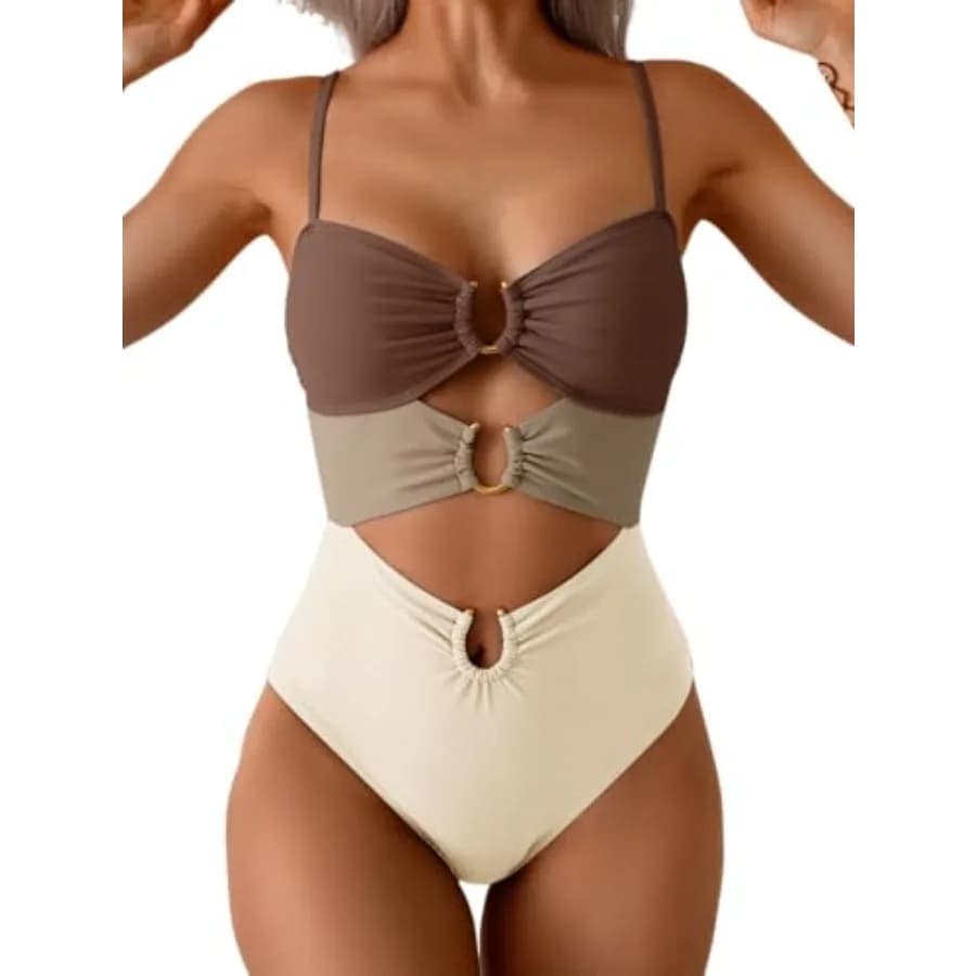 Costume da bagno intero Eomenie da donna con cut-out e anello, monokini sexy per vacanze al mare