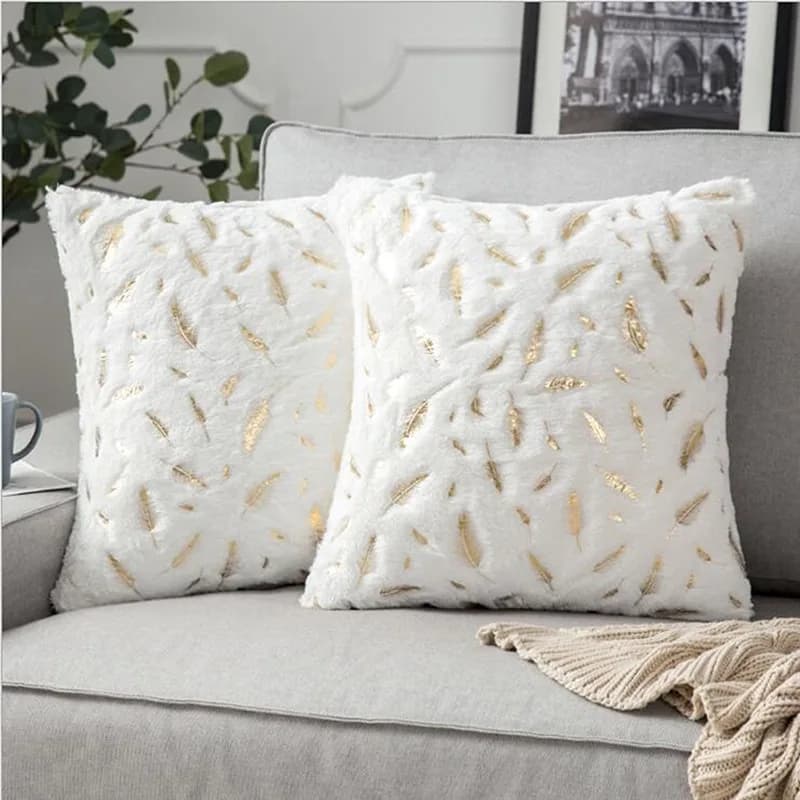 Federa per cuscino con piume abbronzanti Fodera per cuscino in peluche Decor Federa per divano letto per sedile Decorazione per la casa dell'ufficio 43 * 43 cm