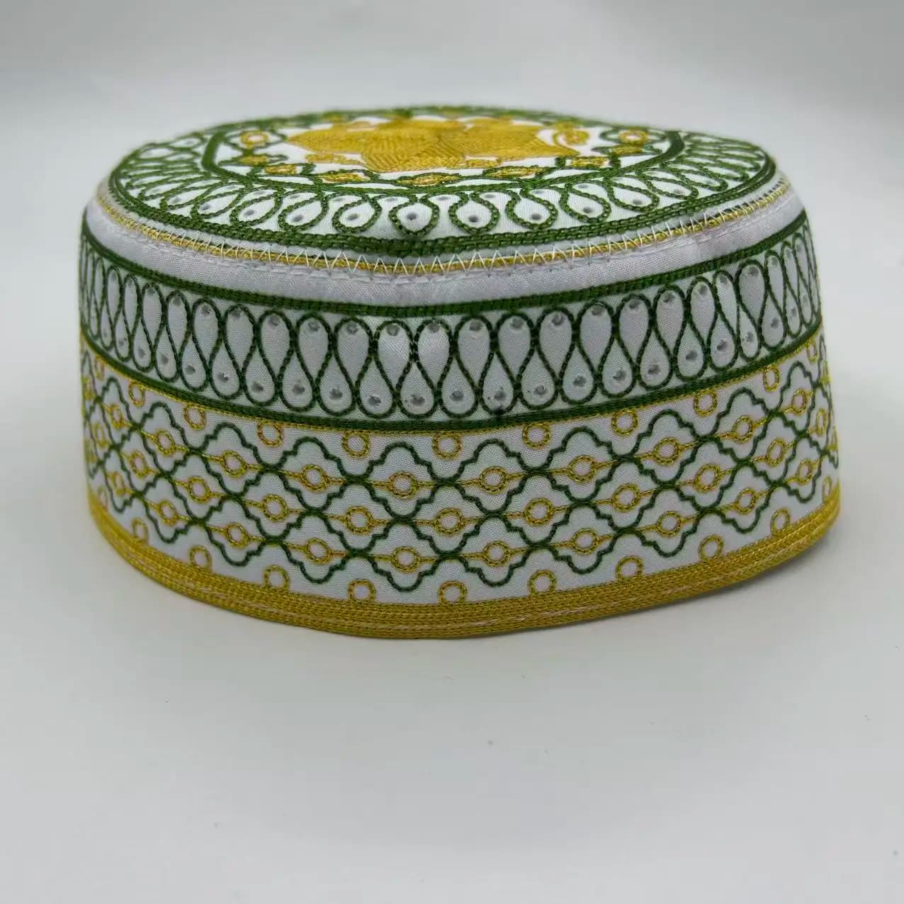 5 Pezzi Cappelli Musulmani da Uomo, Copricapo Turco Kufi Islamico Kippah Ebraico Ricamato di Lusso 03622
