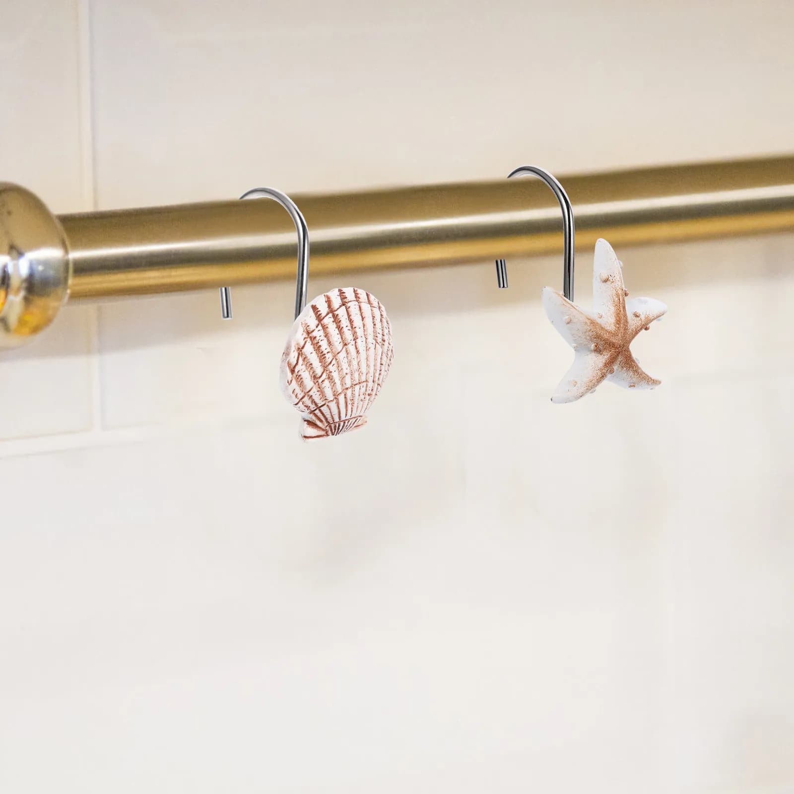12 Pezzi Ganci per Tende da Bagno a Tema Oceano, Ganci Creativi in Resina a Forma di Conchiglia, Accessori per Appendere Tende Doccia, Antiruggine