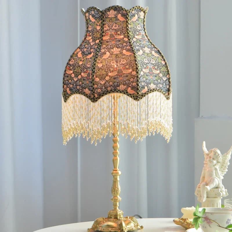 Lampada da scrivania ambientale in ottone con nappa Lampada da comodino americana vintage per soggiorno, studio, camera da letto