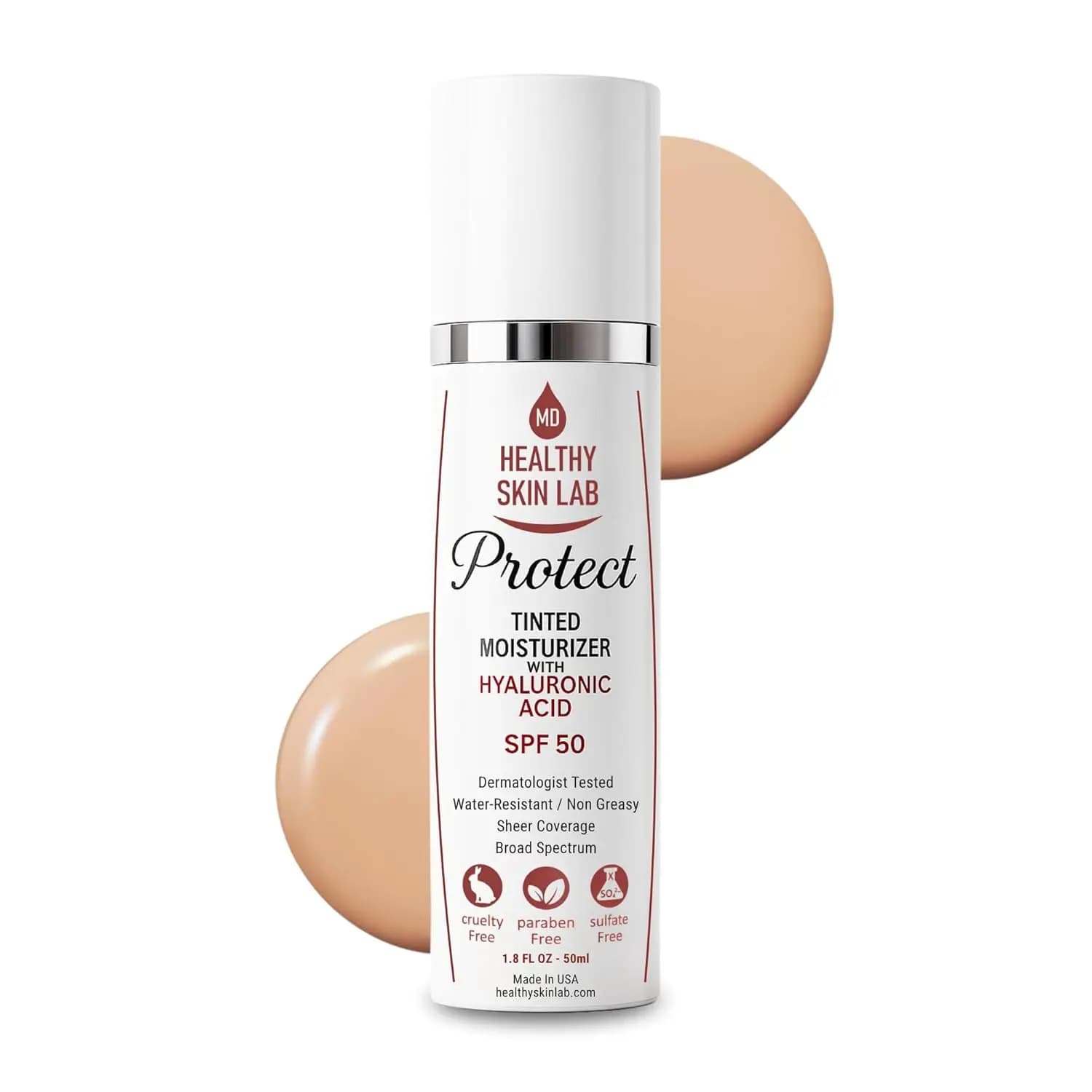 Colorful Hydrating Cream with SPF 50, Light Cover, UV Protection with Large Spectre + Hyaluronic Acid, Dermatologically Tested