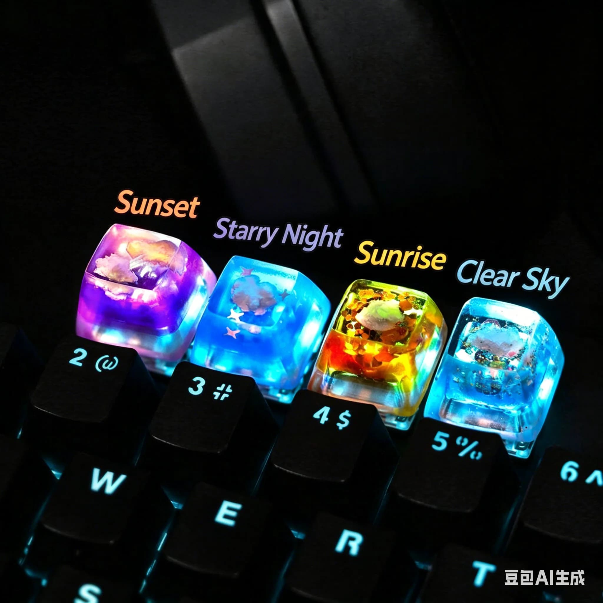 Keycap handmade cloud mechanical keyboard personalized light transmission cross shaft OEM R4 height
