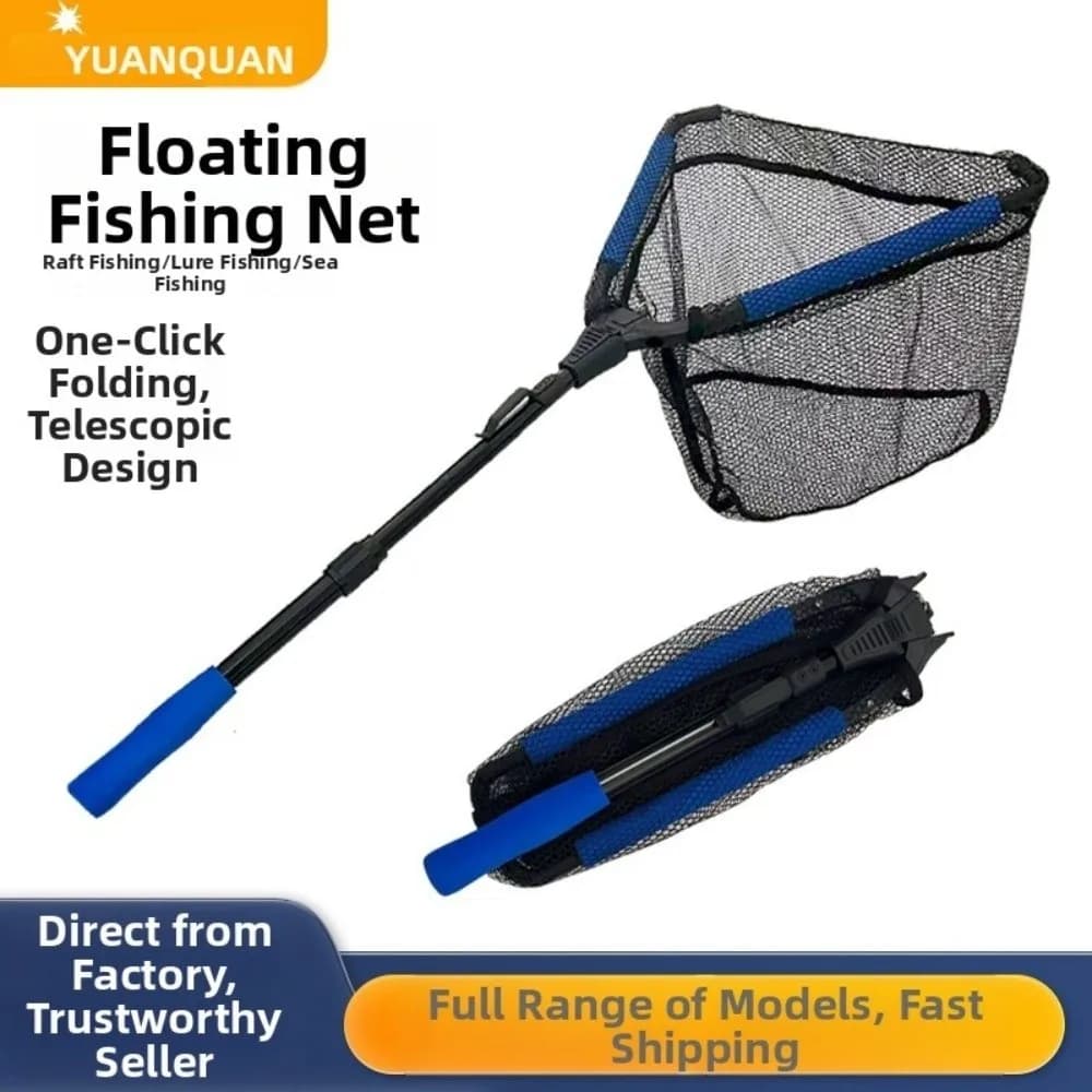 Aluminium Alloy Floating Fishing Net Nylon Mesh Foldable Telescoping Landing Net Floating Retractable Handle