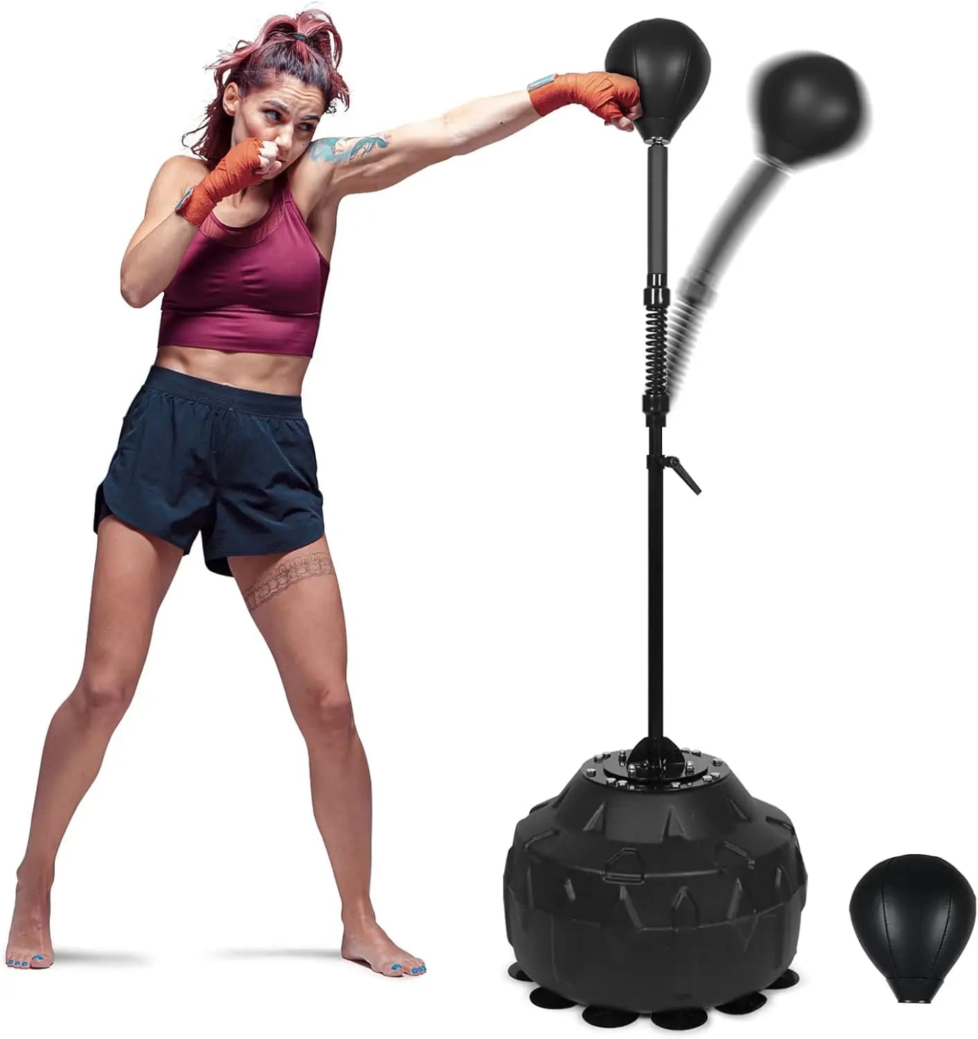 Sacco da Boxe (Nuova Versione), Supporto per Sacco da Boxe Autoportante con Molla a Rimbalzo Rapido, Ideale per Boxe, MMA e Altro, Altezza Regolabile, 57"-72.8"