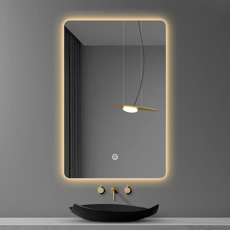 Specchio da parete grande a figura intera con luci LED per bagno, doccia, rasatura, accessori per trucco, retroilluminato, color oro