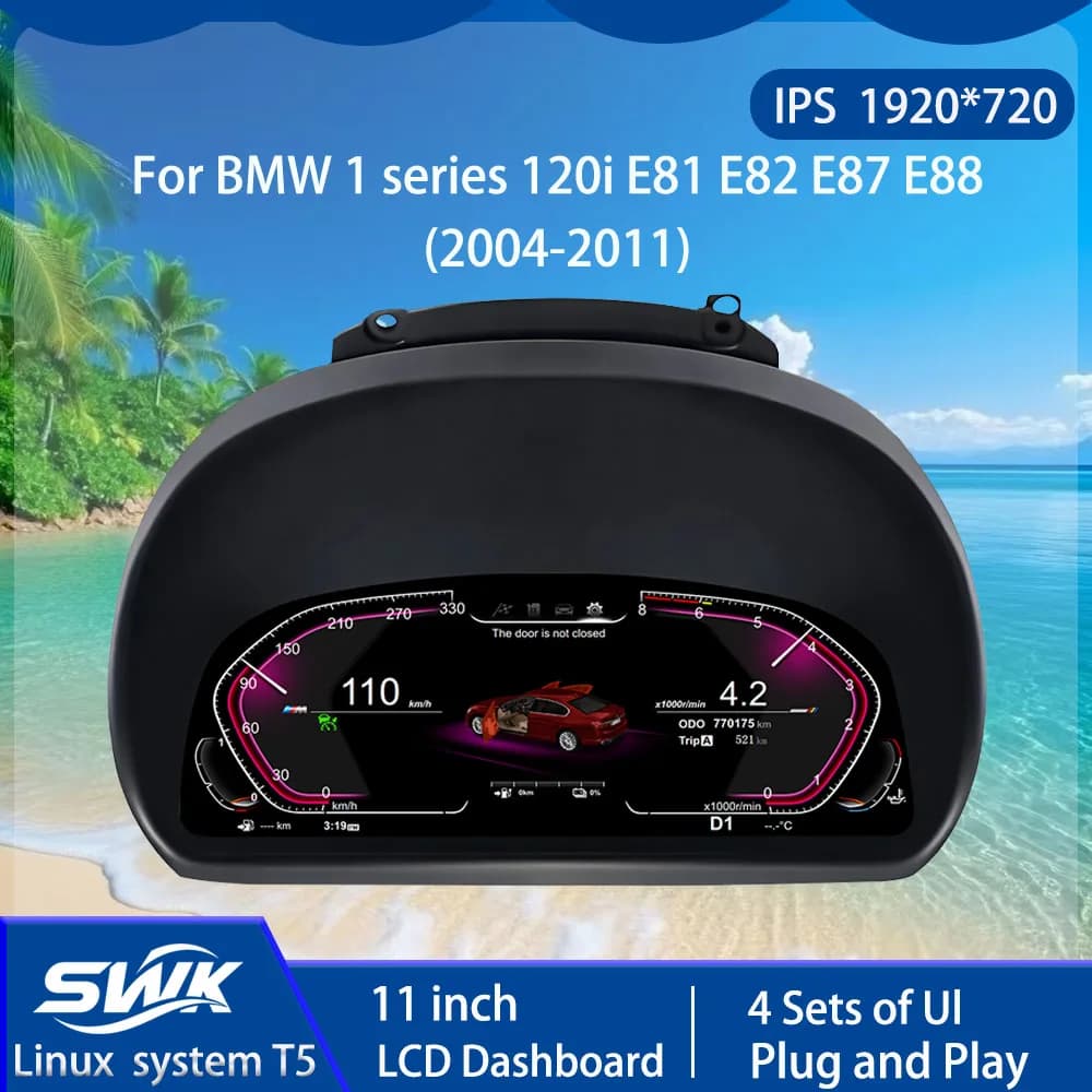 For BMW series 1 120i E81 E82 E87 E88 2004-2011 Auto smart LCD Dashboard Digital 11 '' system linux Plug and Play