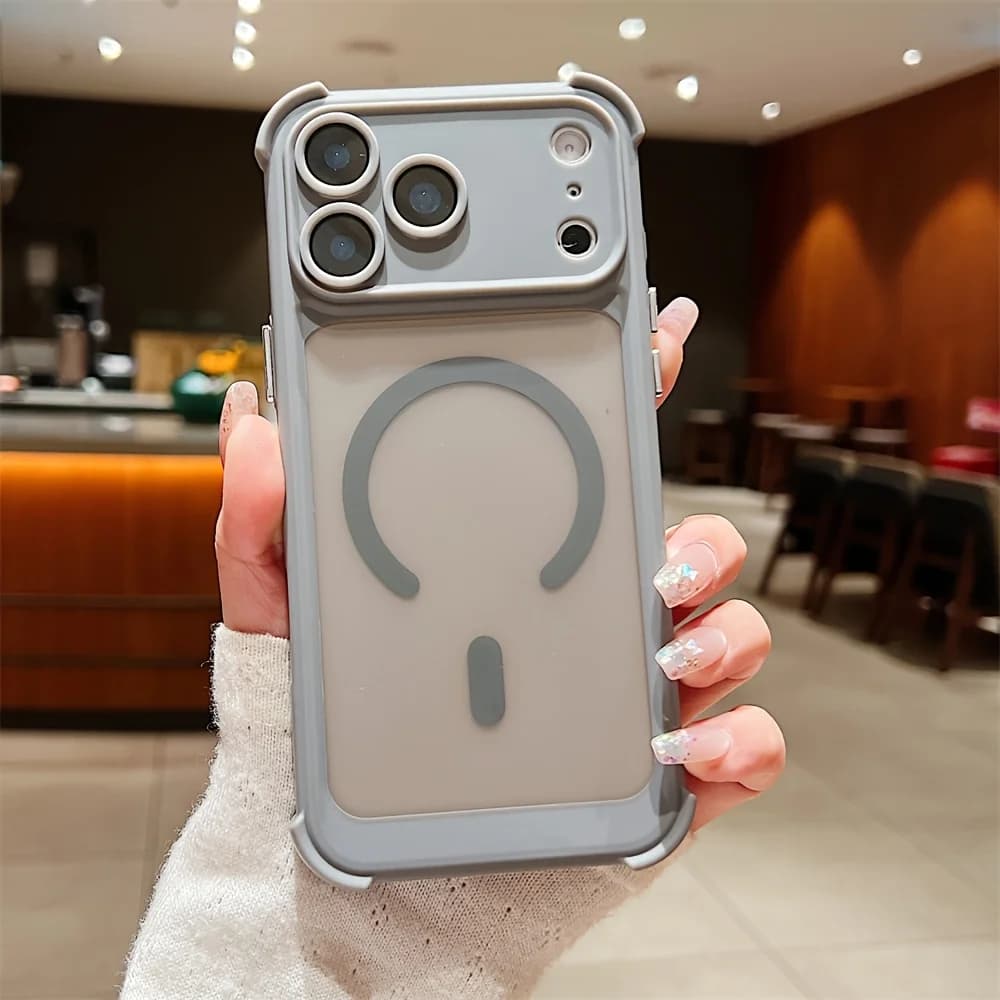 Fashion Matte Four Corners Shockproof Magnetic Wireless Charge Phone Case for IPhone 17Air 17 16 15 14 Pro Max Translucent Cover