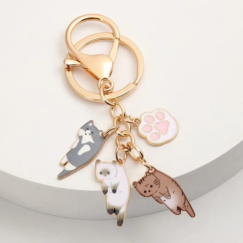 Portachiavi a Forma di Gatto Kawaii, Anello Portachiavi con Zampa di Animale, Souvenir Regalo per Donne e Uomini