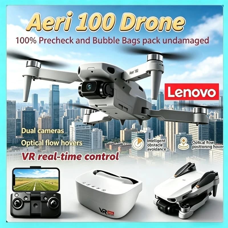 Drone FPV VR Lenovo Aeri100VR 8K con Schermo HD, Elicottero RC 4K con Telecomando, Quadricottero Facile da Pilotare, Regalo per Bambini