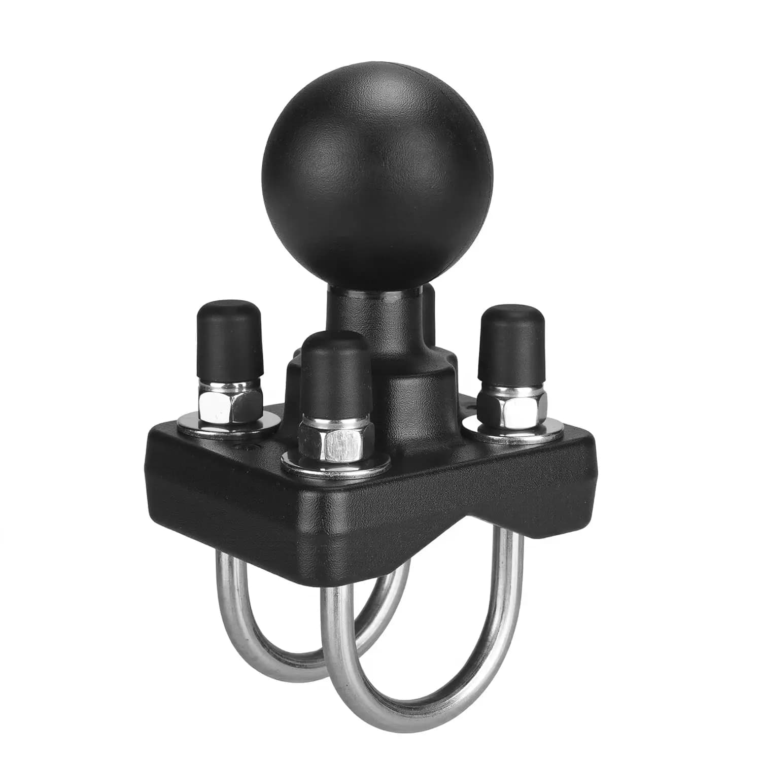 Dual U-bolt Tube Handlebar Clamp Ram Mount with 1.5 Inch 38mm Ball C Size Socket Arm for AMPS Boat Lowrance Monitor Support