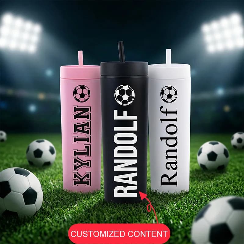 Custom Bottle with Cannuccia, Custom Water Bottle with Football Name, World Cup Adaptation, Open Sports, School