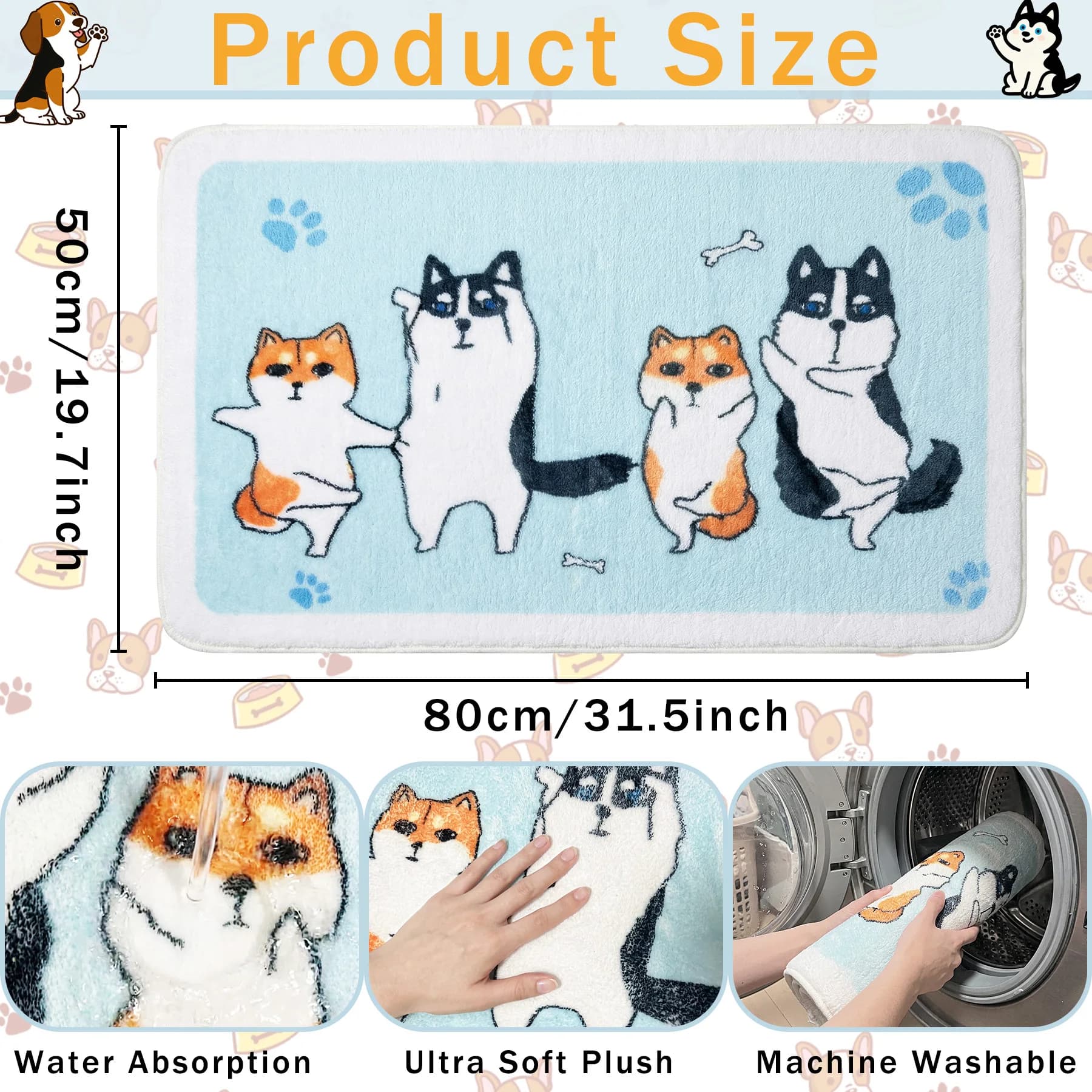Tappetino da Bagno a Forma di Gatto - Morbido Tappeto Assorbente Antiscivolo per Bagno e Cucina, 50x80 cm Lavabile, Ottimo Regalo per Amanti dei Gatti e dei Cani