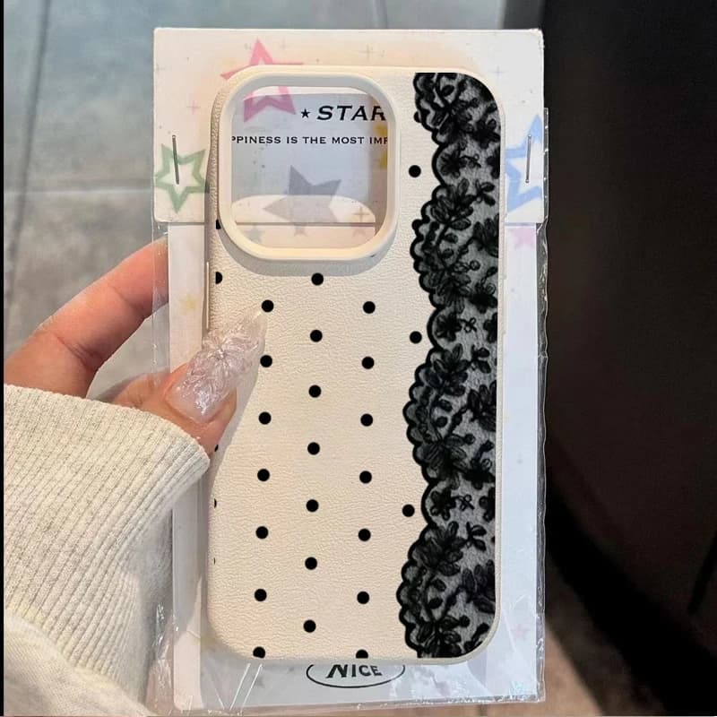 Custodia per telefono antiurto in pelle litchi nera con motivo a pizzo per Redmi Note 15 14 13 12 11 10 9 8 Pro Plus 4G 5G
