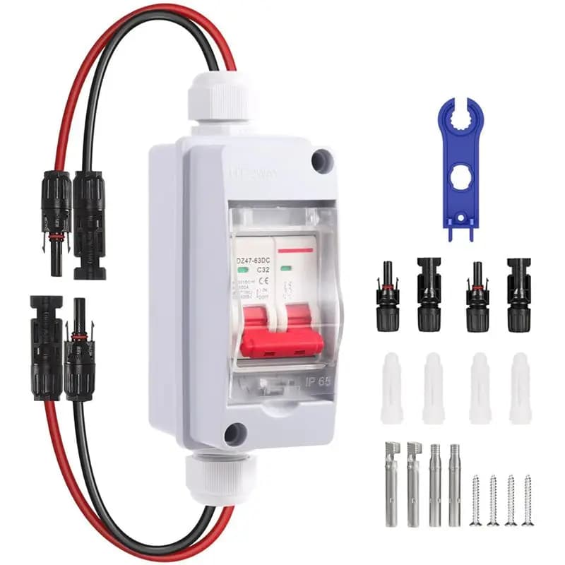 【A08I】Interruttore di Disconnessione per Pannello Solare DC 500V, Scatola Interruttore Solare 32Amp IP65 Impermeabile, Interruttore Automatico Miniaturizzato per Impianti Fotovoltaici