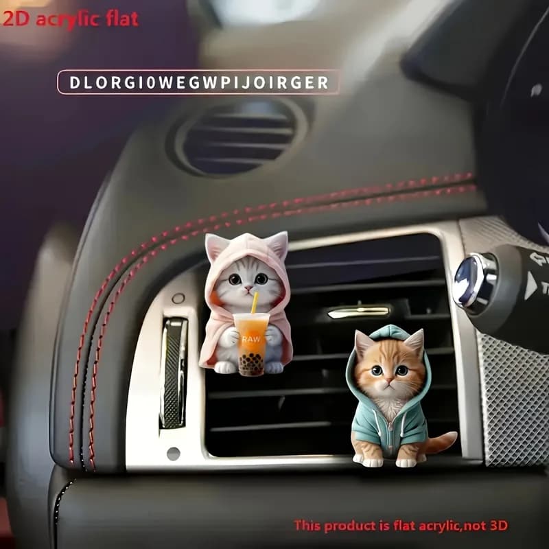 Aromaterapia per auto acrilica con simpatico gatto, fragranza a lunga durata, clip di sfiato, decorativa e aromaterapia