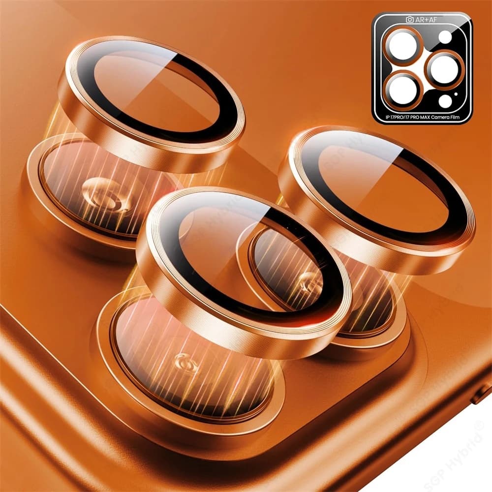 Metal Protective Ring for Camera for Apple iPhone 17 Pro Max 16 15 Pro Max 14 Plus, AR+AF HD Rear Glass with Mounting Support