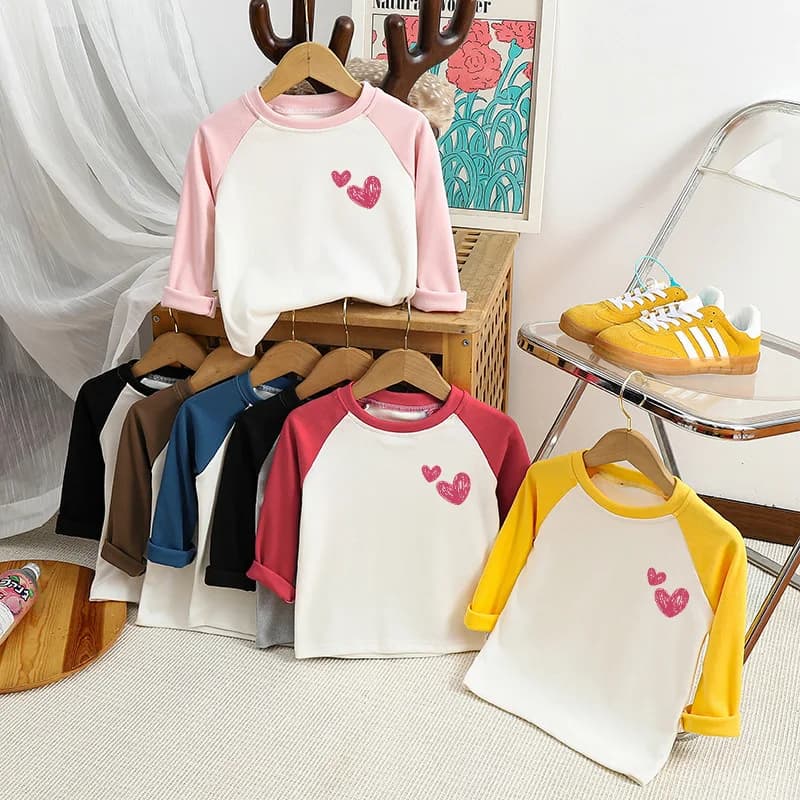 Top per bambini Abbigliamento per bambini Abbigliamento per bambini Autunno Neonati maschi T-shirt a maniche lunghe stampate con cuore