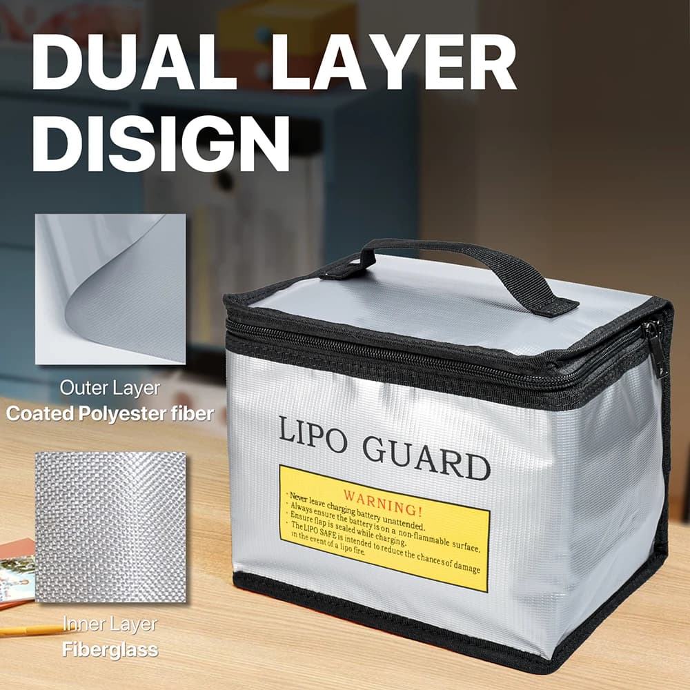Lipo Guard Safety Bag Fireproof Explosion-Proof Portable Lipo Safety Bag 215*145*165mm for RC FPV Racing Drone Car Battery Safe