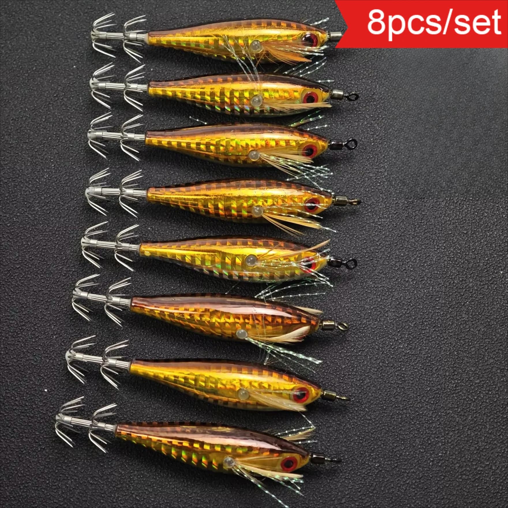 8pcs/set 8cm Squid Jig Lure Fishing Lures Luminous Squid Jig Hook Shrimp Hard Bait Fishing Accessories Saltwater Shrimp
