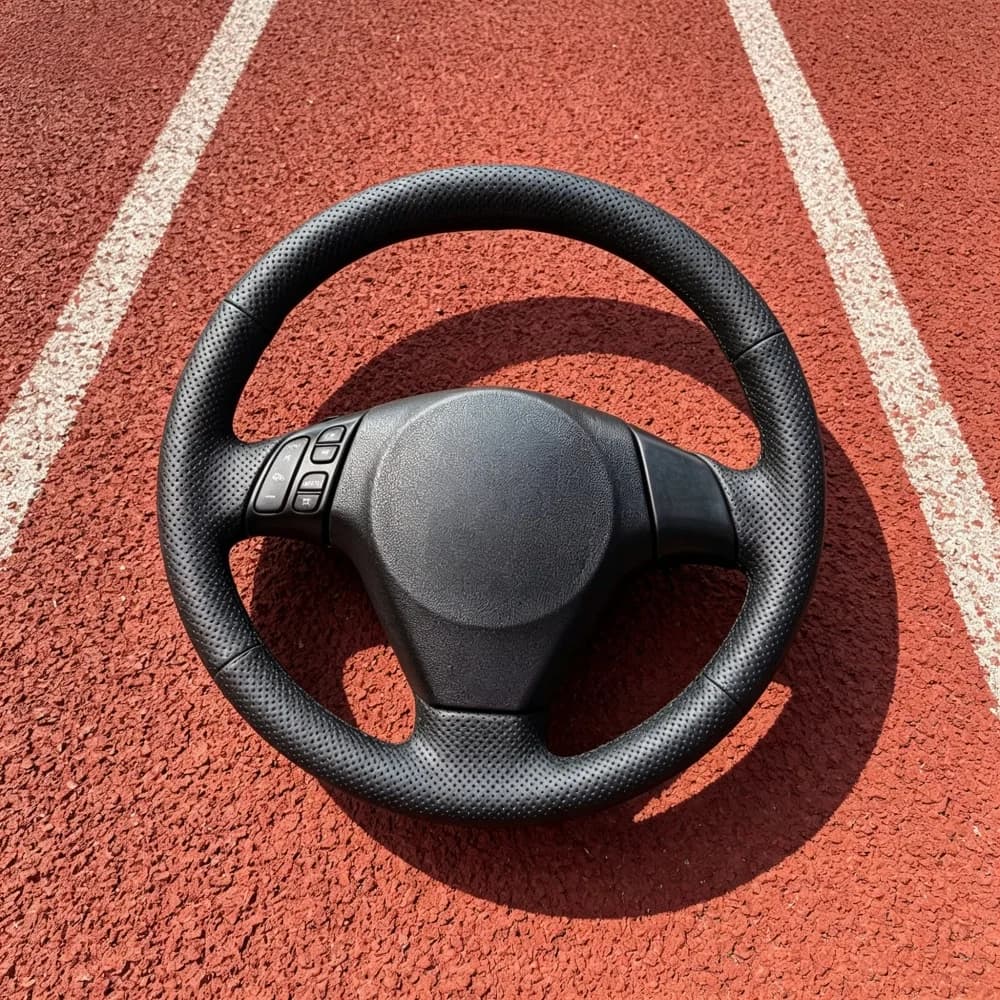 Accessori per interni auto, coprivolante in similpelle nera traforata antiscivolo cucita a mano per Mazda 3