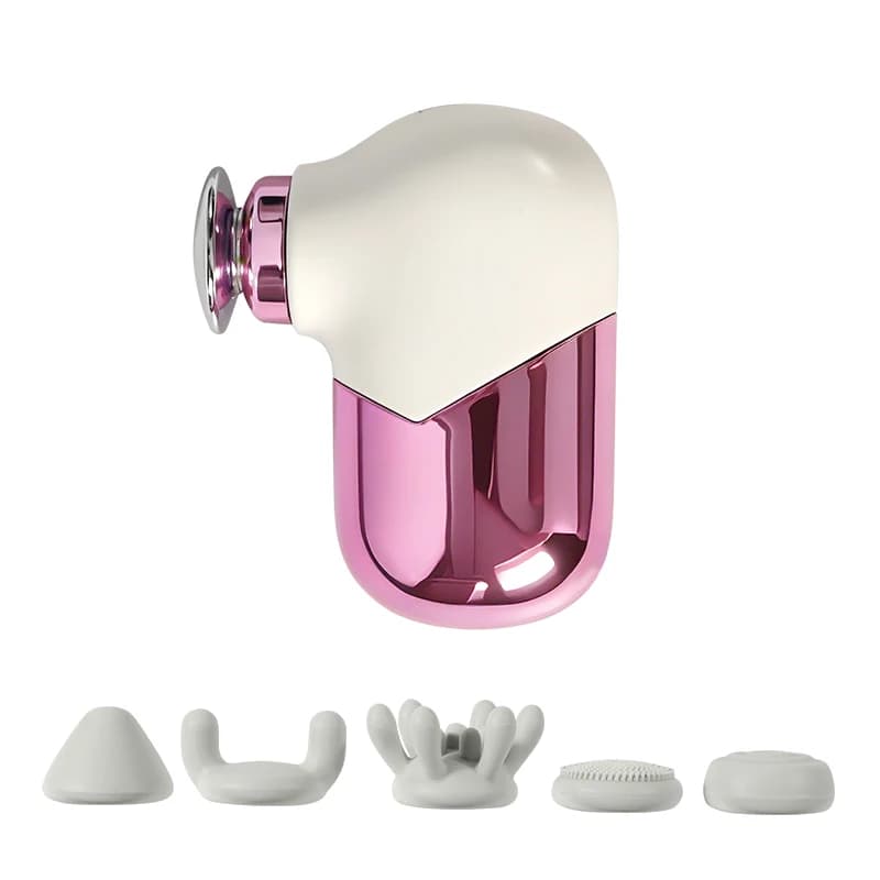 Mini Fascia Gun 5 Massage Heads 3 Speed Rechargeable Brushless Motor Deep Tissue Vibration Massager, Suitable for Body Use,
