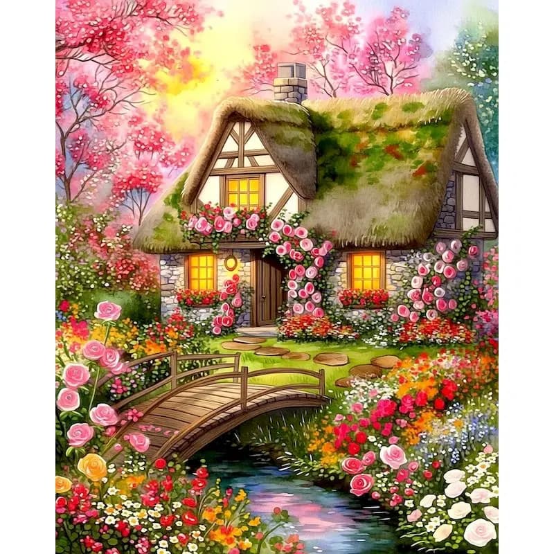 GATYZTORY House Paint By Numbers Original gifts Diy Making Kits Scenery Acrylic Paint Wall Decor Paintings On Number