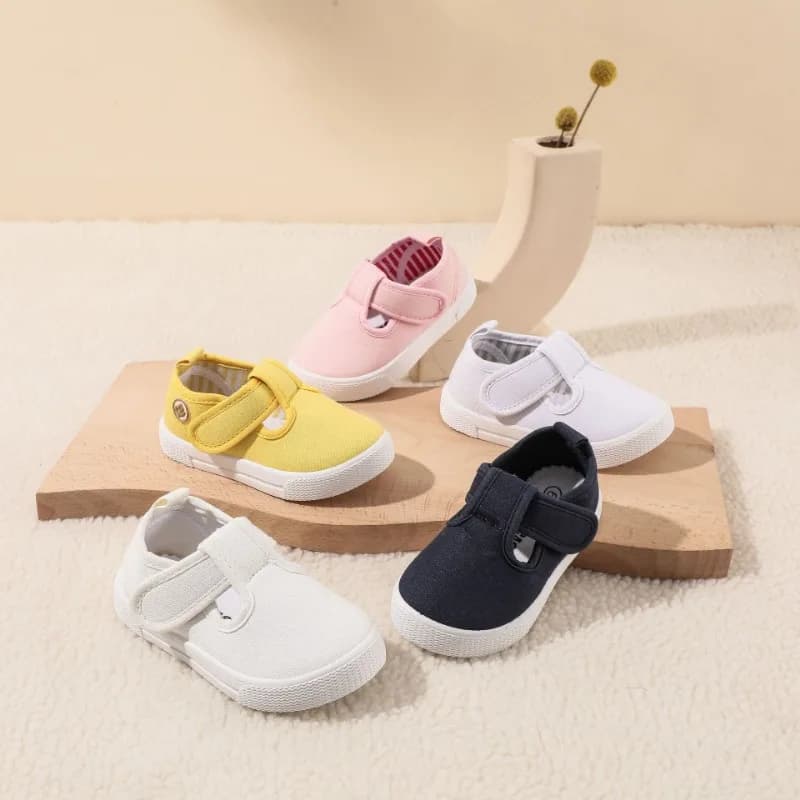 Kids Canvas Shoes Korean Style Casual Soft-soled Sneakers for Boys and Girls Baby First Walkers Toddler White Shoes Available