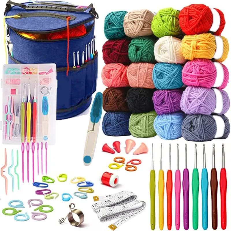 Kit per Uncinetto per Principianti Adulti e Bambini, Set Completo per Creare Amigurumi e Altri Progetti - Include Filato in 20 Colori