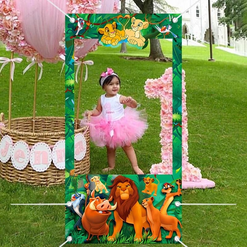 Cornice per foto Disney Il Re Leone, accessori per photo booth, decorazioni per il primo compleanno dei bambini, sfondo per servizi fotografici, decorazioni per neonati
