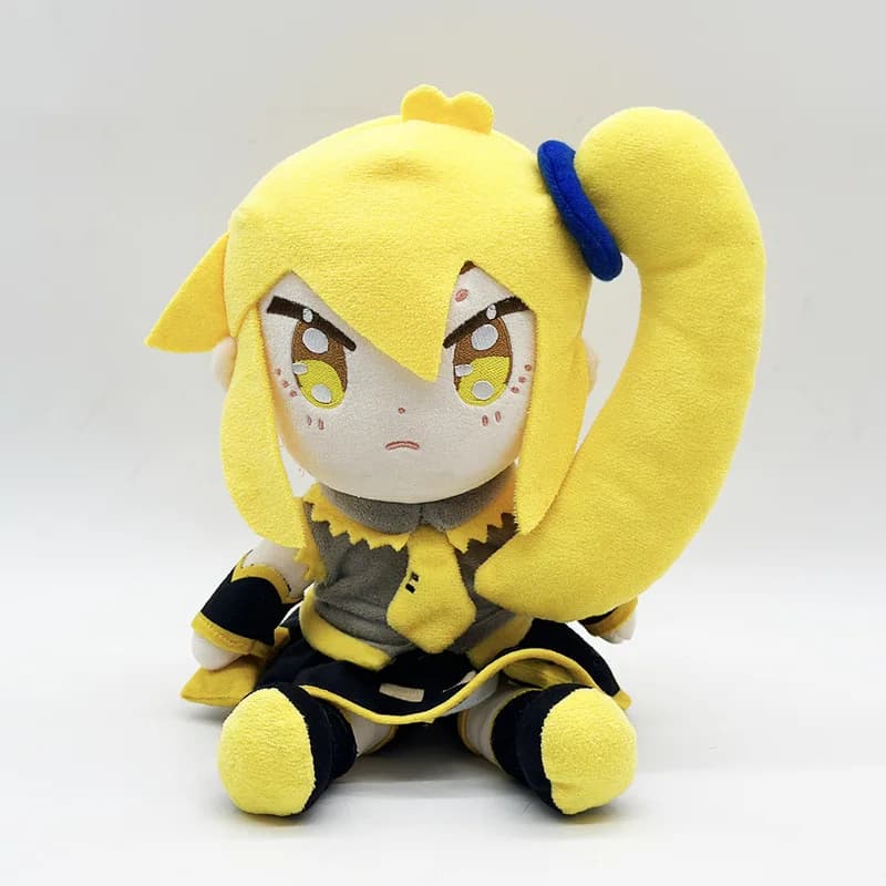 Peluche Vocaloid Neru Akita con posa seduta e design a coda laterale, bambola di peluche, personaggio anime, regalo per i fan