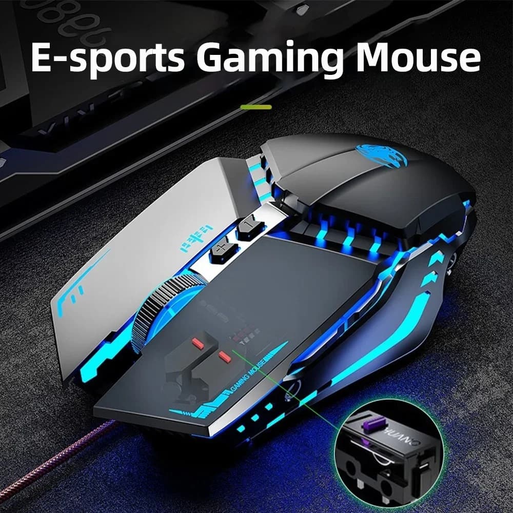 EWEADN G9 Wired Mouse USB Gaming Sound Mechanical Mouse LED Metal Base Buttons Macro Function Keys gamer Mouse for PC Laptop